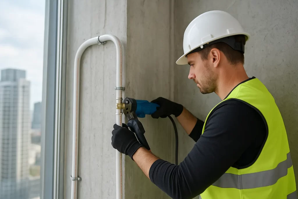 استفاده از ابزار مخصوص در نصب لوله نیوپایپ